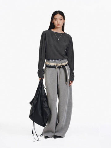 Textured Boatneck Long Sleeve Tee