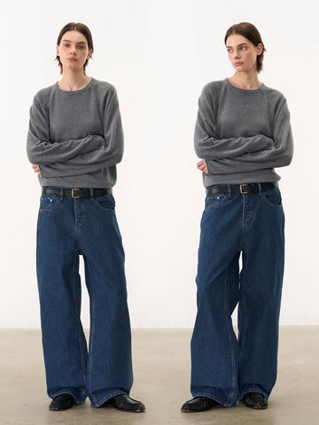 Washed Straight Denim Jeans