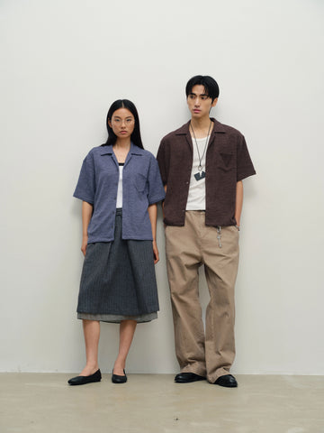 Terry Cuban Collar Short Sleeve Shirt