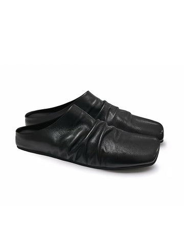 Ruched Leather Mules