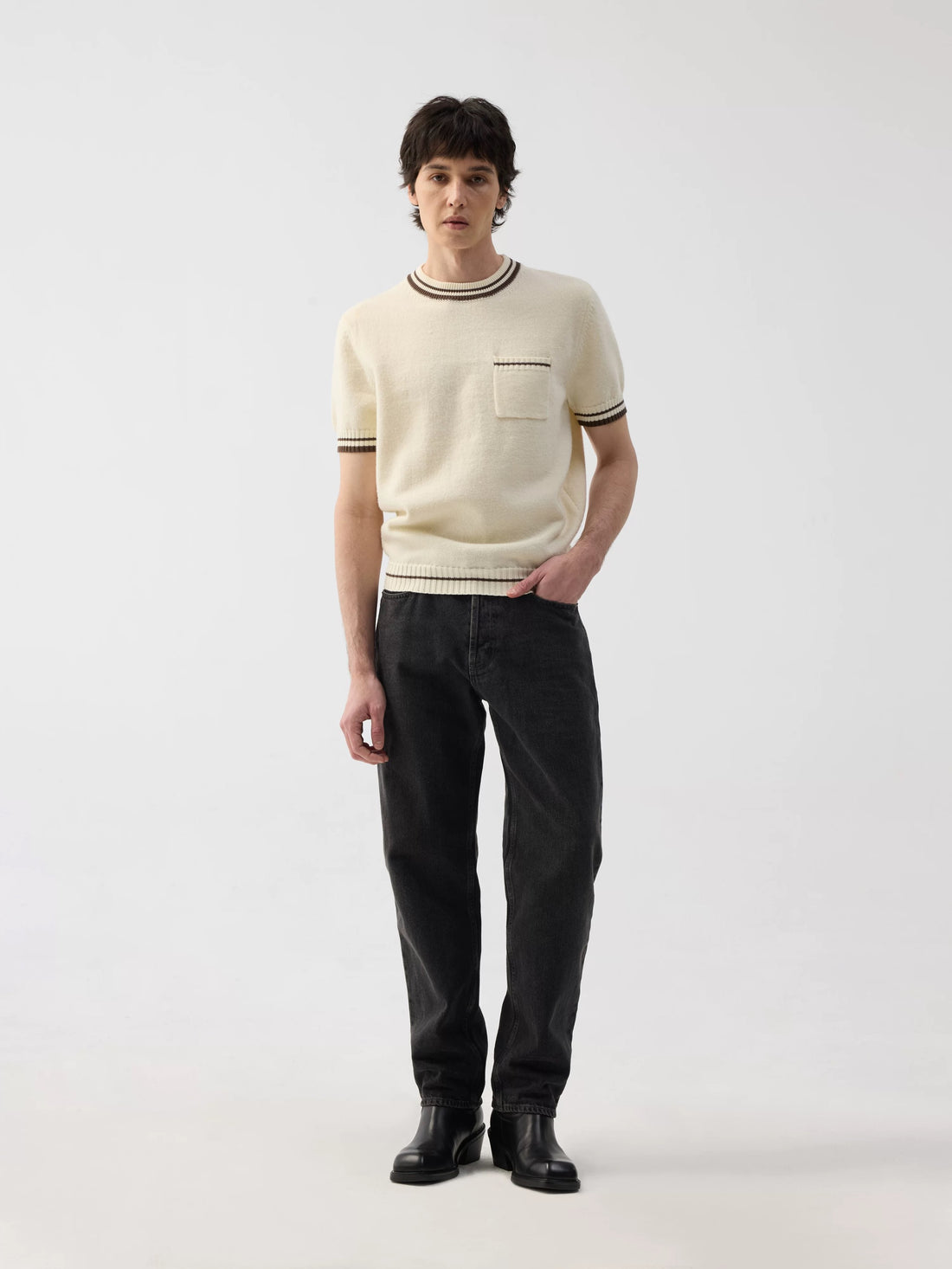 Colorblock Knit Crewneck Tee