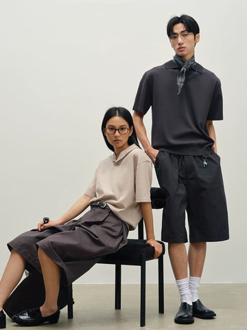 Silk Lyocell Knit Polo Shirt