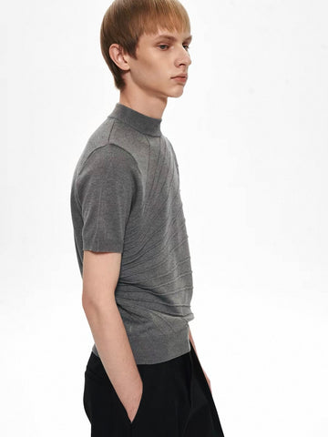 Raw Edge Jacquard Knit Tee