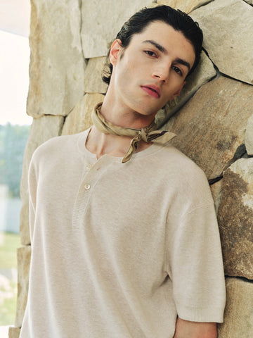 Linen Henley Knit Tee