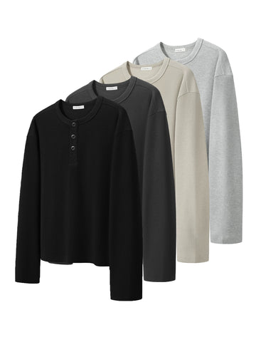 Waffle Henley Long Sleeve