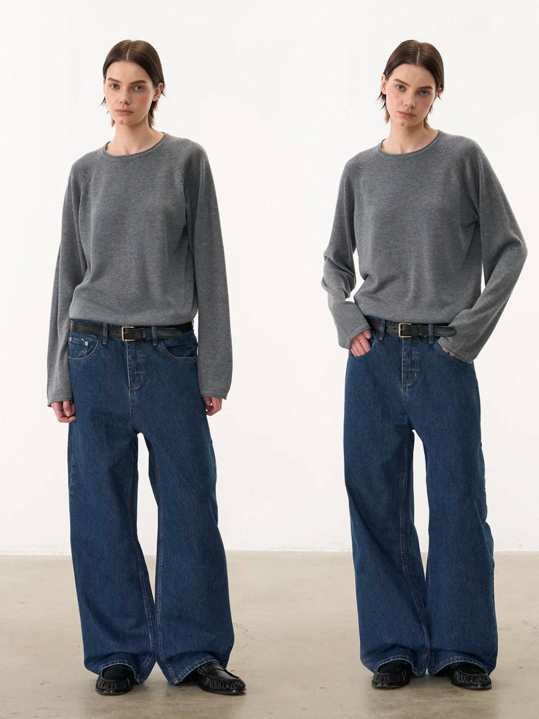 Washed Straight Denim Jeans