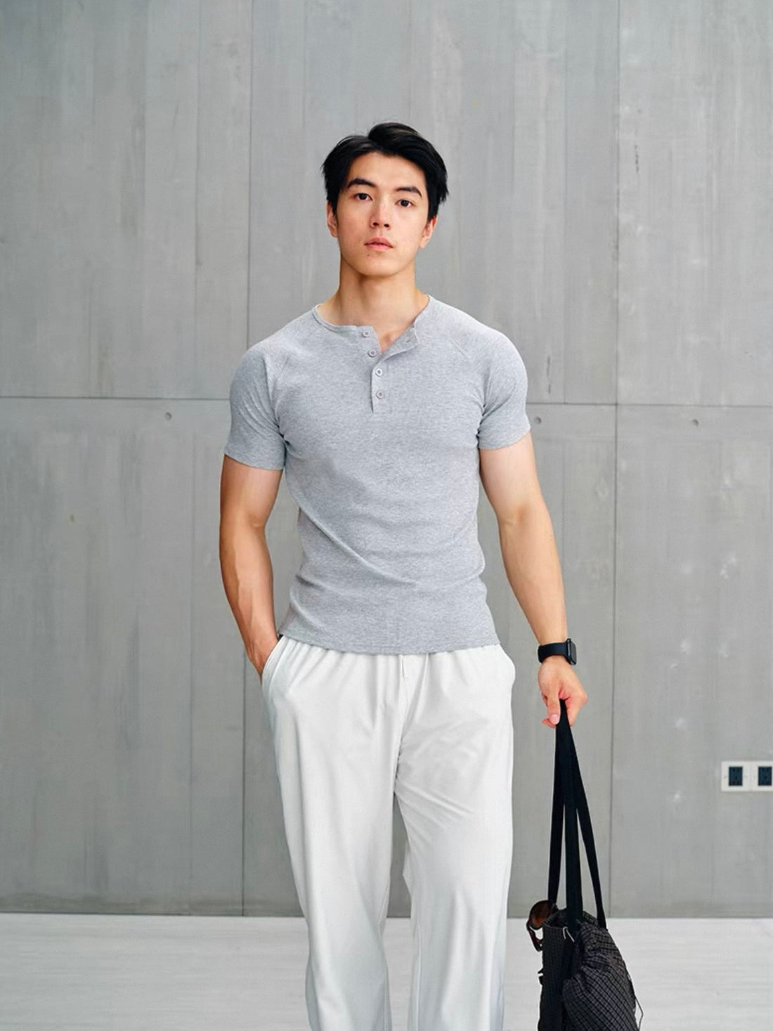 Stretch Henley Short-Sleeve Tee