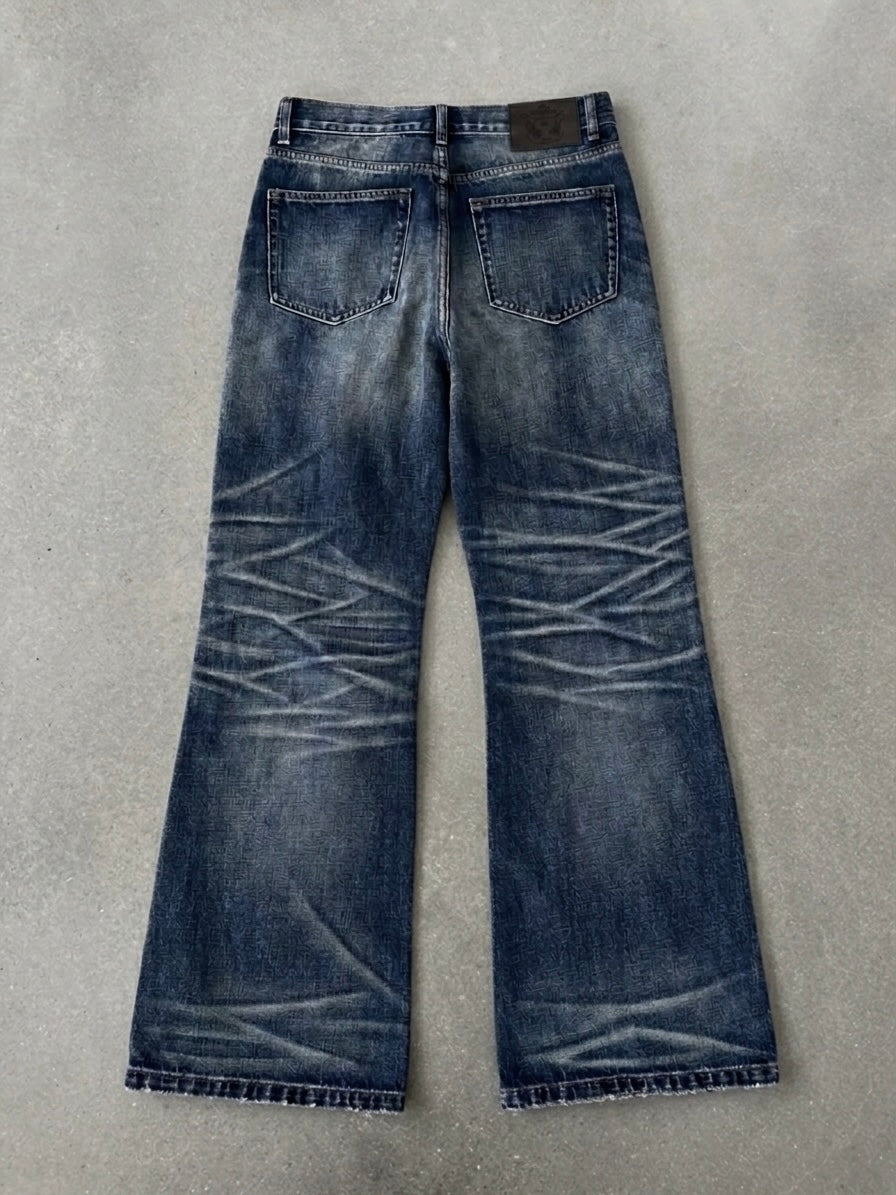 INTRUECHO Vintage Washed Flared Denim