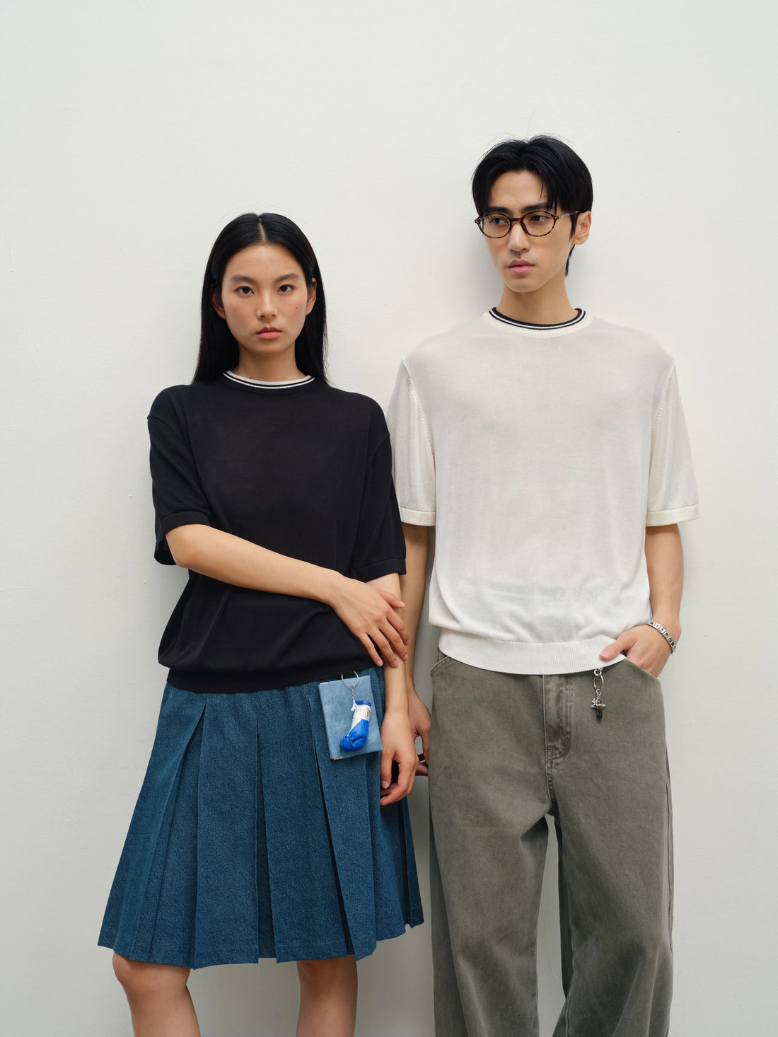 Tencel Colorblock Knit Crewneck Tee