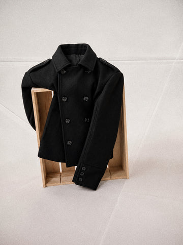 Cropped Double-Breasted Wool Peacoat