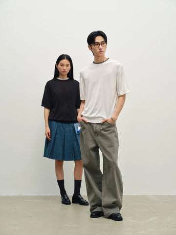Tencel Colorblock Knit Crewneck Tee