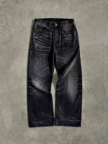 INTRUECHO Smoky Black Washed Straight Denim