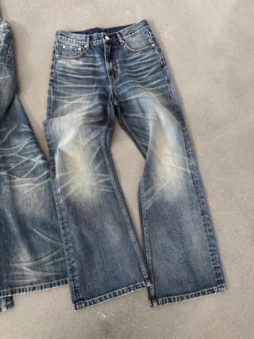 Vintage Washed Flared Denim