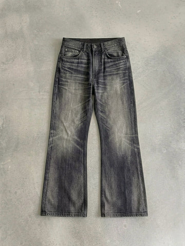 Washed Black Straight Denims