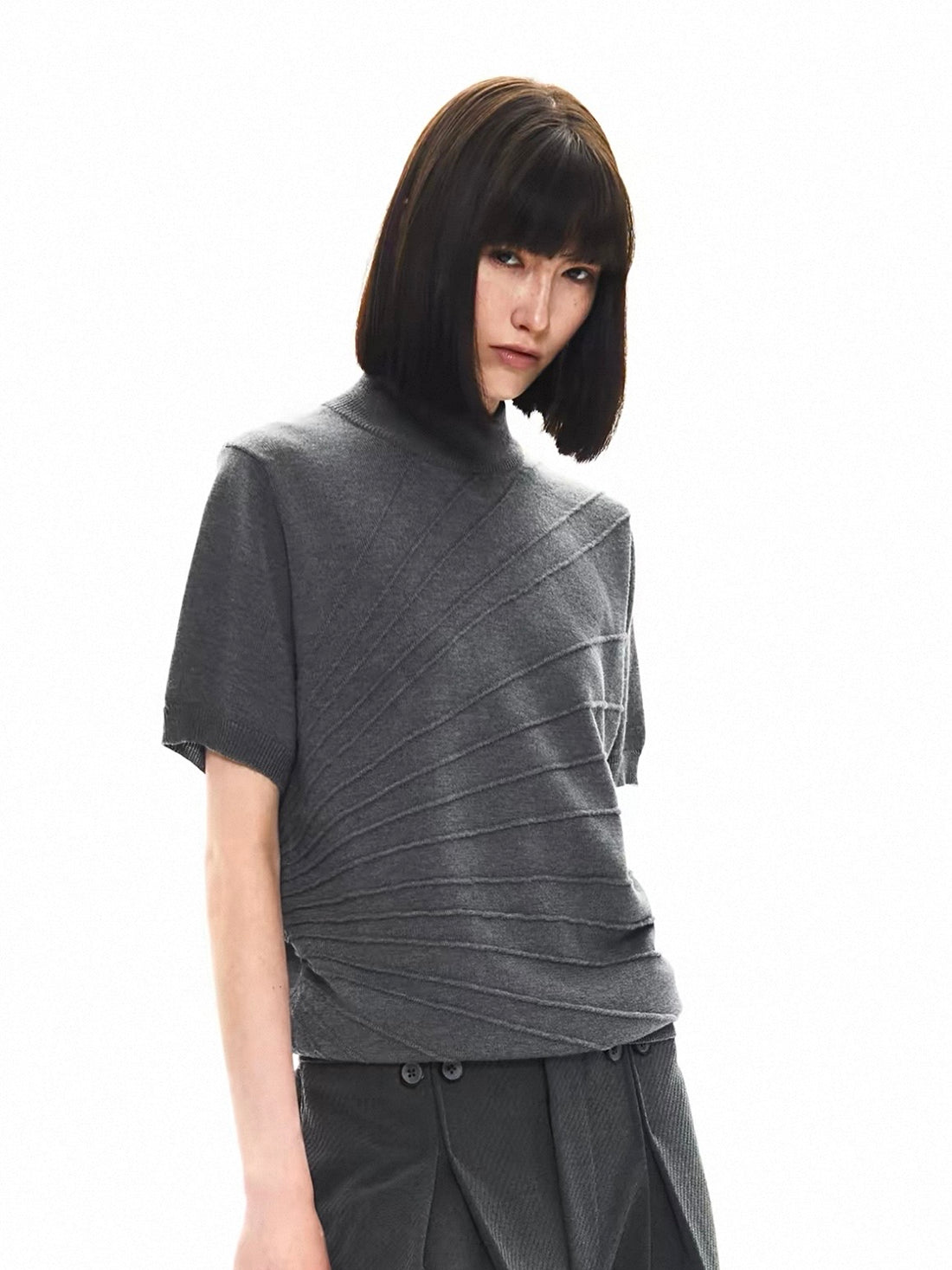 Raw Edge Jacquard Knit Tee