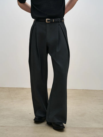 Pleated A-Line Wide Trousers