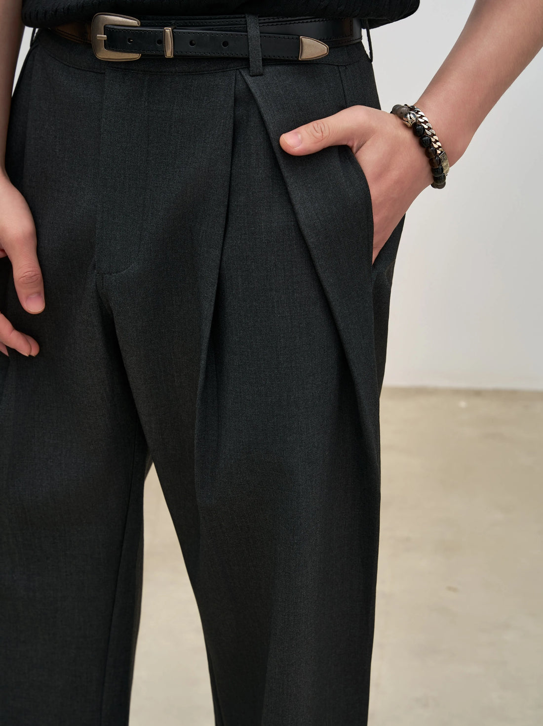 Pleated A-Line Wide Trousers