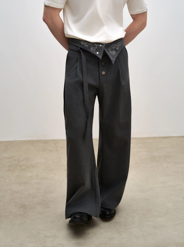 Striped Pleated Kendo Trousers