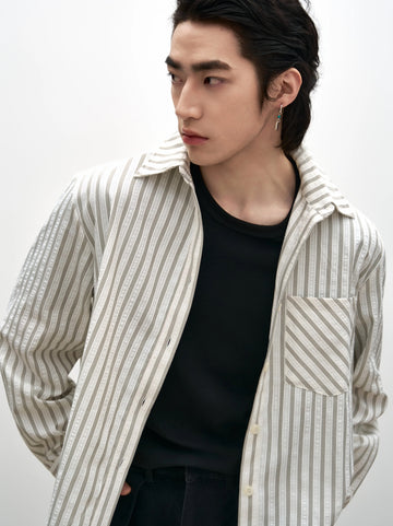 Striped Seersucker Long Sleeve Shirt