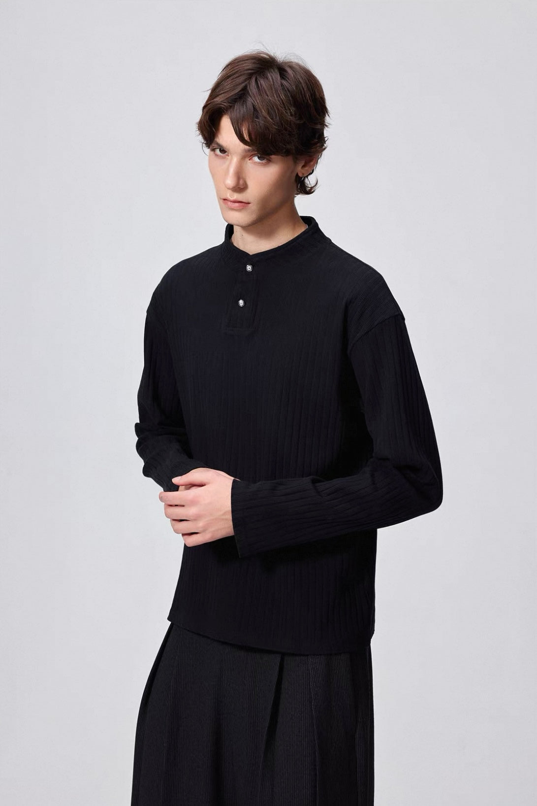 Textured Henley Long Sleeve