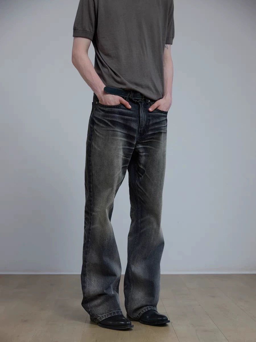 Washed Black Straight Denims